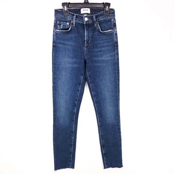 Agolde Mid Rise Skinny Leg Jeans Size 23 Dark Wash Blue Denim Stretch - Picture 1 of 13